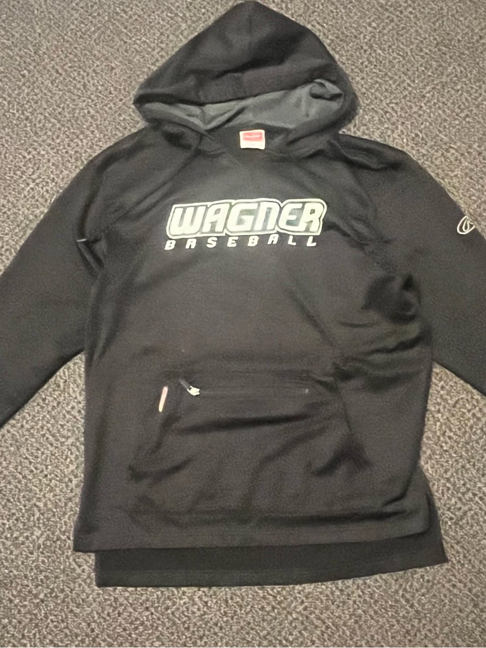 Wagner College Rawlings Black Hoodie with Red Logo Tag